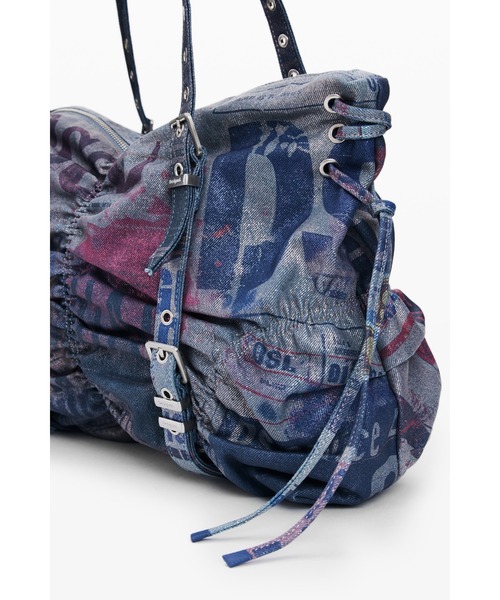 Desigual（デシグアル）の「ギャザー サイドリボン デニム中型ハンドバッグ 2026年春夏 新作（ハンドバッグ・レディース・マルチ・FREE）」の6枚目の写真