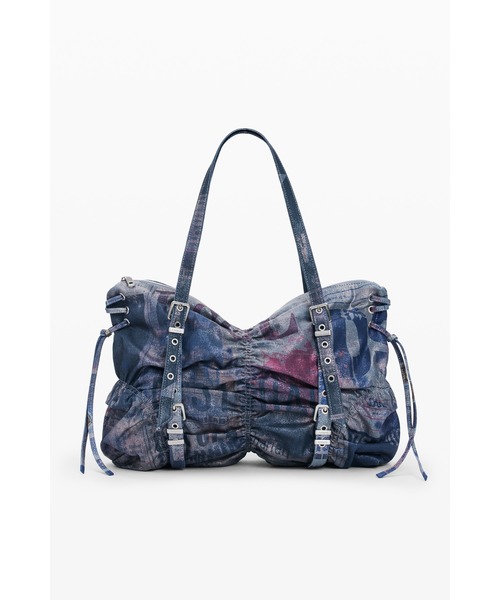 Desigual（デシグアル）の「ギャザー サイドリボン デニム中型ハンドバッグ 2026年春夏 新作（ハンドバッグ・レディース・マルチ・FREE）」の8枚目の写真