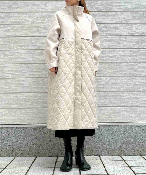 Q(キュー)の「キルトドッキングコート(その他アウター・レディース・ライトベージュ/ブラック・MEDIUM)」の9枚目の写真