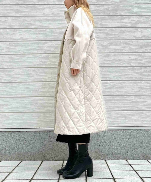 Q(キュー)の「キルトドッキングコート(その他アウター・レディース・ライトベージュ/ブラック・MEDIUM)」の10枚目の写真