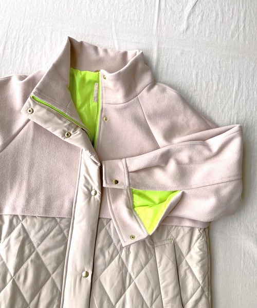 Q(キュー)の「キルトドッキングコート(その他アウター・レディース・ライトベージュ/ブラック・MEDIUM)」の7枚目の写真