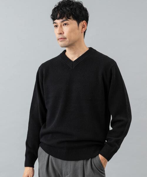 セール】『XLサイズあり』ハミルトンラムズウールVネックニット