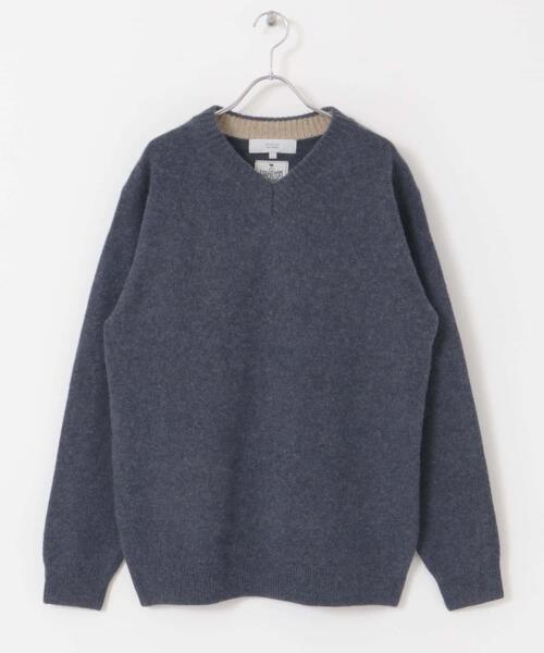セール】『XLサイズあり』ハミルトンラムズウールVネックニット