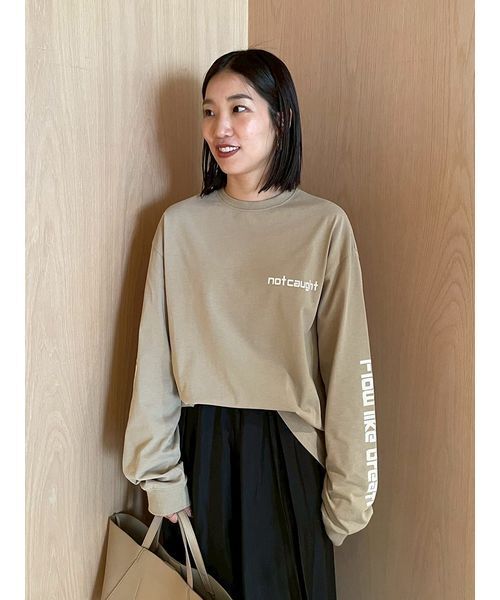 Mila Owen（ミラオーウェン）の「スリーブプリントグラフィックロンT（Tシャツ/カットソー・レディース・ホワイト/ピンク/ミント/ベージュ・F）」の5枚目の写真