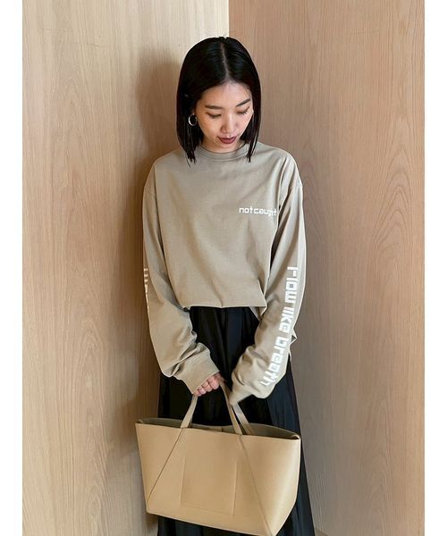 Mila Owen（ミラオーウェン）の「スリーブプリントグラフィックロンT（Tシャツ/カットソー・レディース・ホワイト/ピンク/ミント/ベージュ・F）」の6枚目の写真