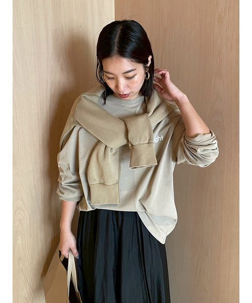 Mila Owen（ミラオーウェン）の「スリーブプリントグラフィックロンT（Tシャツ/カットソー・レディース・ホワイト/ピンク/ミント/ベージュ・F）」の7枚目の写真