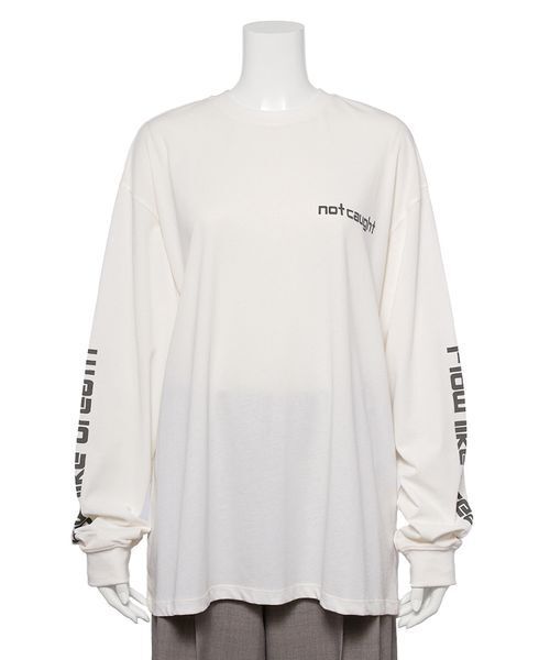 Mila Owen（ミラオーウェン）の「スリーブプリントグラフィックロンT（Tシャツ/カットソー・レディース・ホワイト/ピンク/ミント/ベージュ・F）」の9枚目の写真