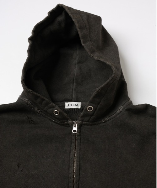 Jieda(ジエダ)の「DAMAGE PATCH ZIP HOODIE(パーカー・メンズ・ブラック/ブラウン・1/2)」の7枚目の写真