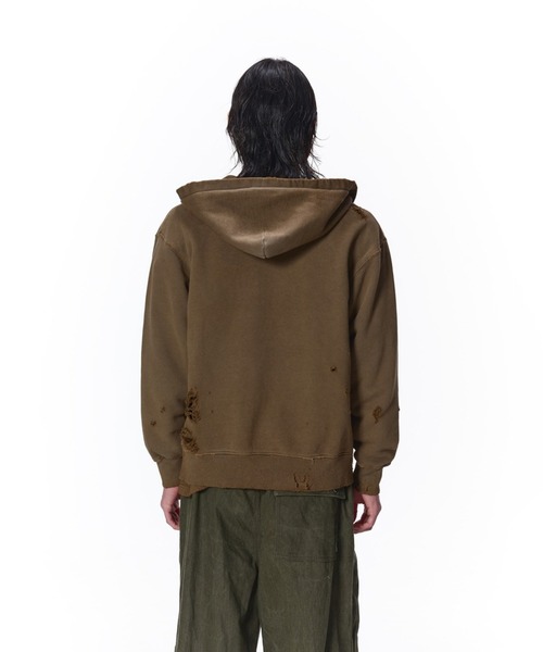 Jieda(ジエダ)の「DAMAGE PATCH ZIP HOODIE(パーカー・メンズ・ブラック/ブラウン・1/2)」の9枚目の写真
