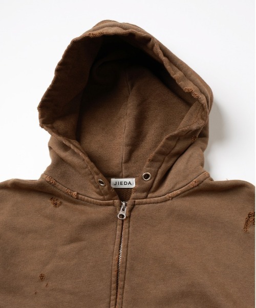 Jieda(ジエダ)の「DAMAGE PATCH ZIP HOODIE(パーカー・メンズ・ブラック/ブラウン・1/2)」の11枚目の写真