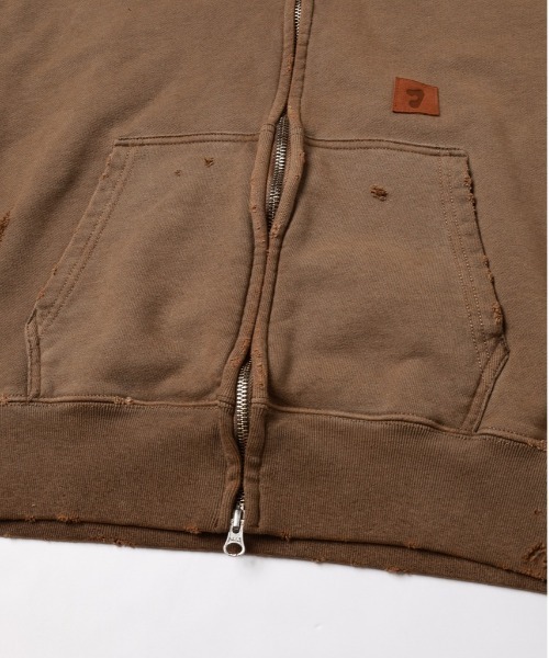 Jieda(ジエダ)の「DAMAGE PATCH ZIP HOODIE(パーカー・メンズ・ブラック/ブラウン・1/2)」の12枚目の写真