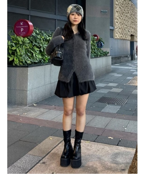 SLY(スライ)の「BALLOON S/SK バルーン ショートスカート 秋服 冬服(スカート・レディース・杢グレー/ブラック・1/2)」の13枚目の写真