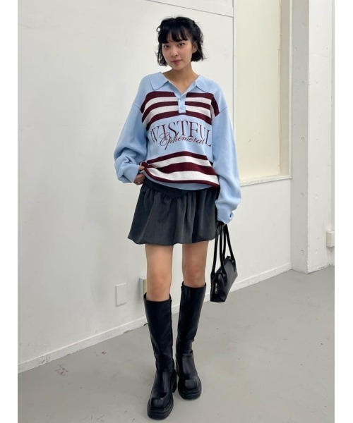 SLY(スライ)の「BALLOON S/SK バルーン ショートスカート 秋服 冬服(スカート・レディース・杢グレー/ブラック・1/2)」の14枚目の写真