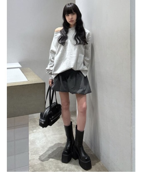 SLY(スライ)の「BALLOON S/SK バルーン ショートスカート 秋服 冬服(スカート・レディース・杢グレー/ブラック・1/2)」の15枚目の写真