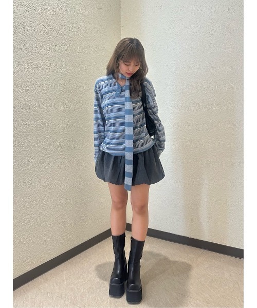 SLY(スライ)の「BALLOON S/SK バルーン ショートスカート 秋服 冬服(スカート・レディース・杢グレー/ブラック・1/2)」の16枚目の写真