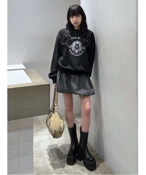 SLY(スライ)の「BALLOON S/SK バルーン ショートスカート 秋服 冬服(スカート・レディース・杢グレー/ブラック・1/2)」の17枚目の写真