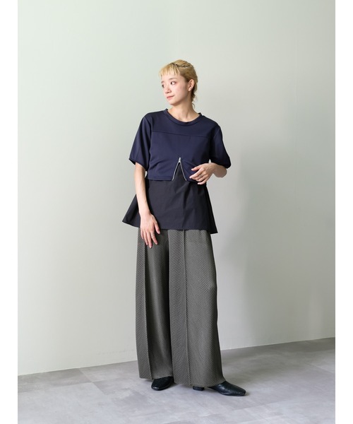 DOLLUPOOPS(ドールアップウップス)の「ヘリンボーンプリーツイージーパンツ(その他パンツ・レディース・カーキ/ブラック・38)」の7枚目の写真