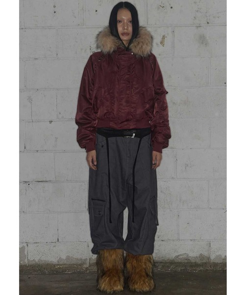 FANCY CLUB（ファンシークラブ）の「A'GEM/9 × .kom 『FANCY CLUB/ファンシークラブ』 EYELET FUR MA-1/アイレット ファー MA-1（MA-1・レディース・ボルドー/ブラック・FREE）」の14枚目の写真