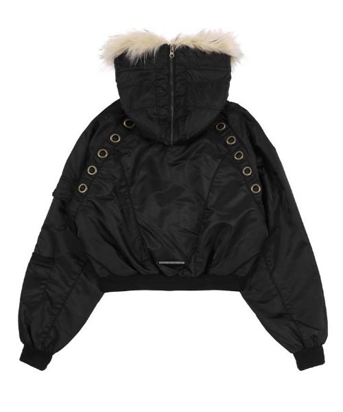 FANCY CLUB（ファンシークラブ）の「A'GEM/9 × .kom 『FANCY CLUB/ファンシークラブ』 EYELET FUR MA-1/アイレット ファー MA-1（MA-1・レディース・ボルドー/ブラック・FREE）」の18枚目の写真