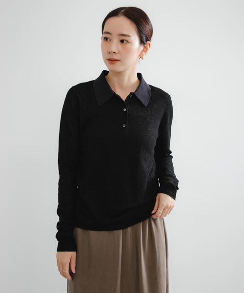 セール】ウールジャガードシャツカラートップス（シャツ/ブラウス