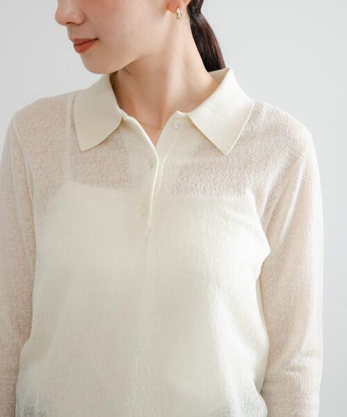 URBAN RESEARCH（アーバンリサーチ）の「ウールジャガードシャツカラートップス（シャツ/ブラウス・レディース・ブラック/ブラウン/オフホワイト・FREE）」の5枚目の写真