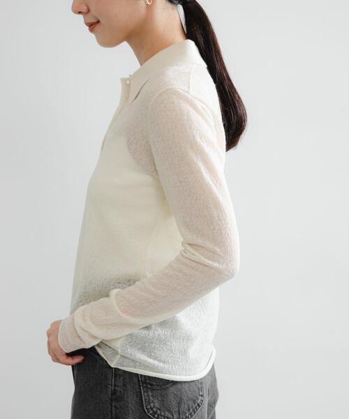 URBAN RESEARCH（アーバンリサーチ）の「ウールジャガードシャツカラートップス（シャツ/ブラウス・レディース・ブラック/ブラウン/オフホワイト・FREE）」の6枚目の写真