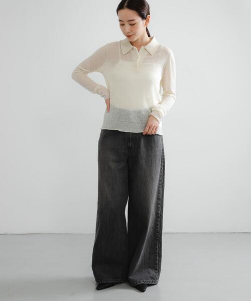 URBAN RESEARCH（アーバンリサーチ）の「ウールジャガードシャツカラートップス（シャツ/ブラウス・レディース・ブラック/ブラウン/オフホワイト・FREE）」の9枚目の写真