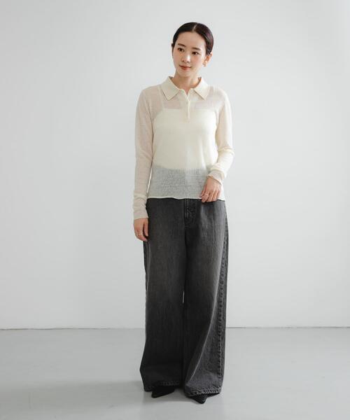 URBAN RESEARCH（アーバンリサーチ）の「ウールジャガードシャツカラートップス（シャツ/ブラウス・レディース・ブラック/ブラウン/オフホワイト・FREE）」の10枚目の写真