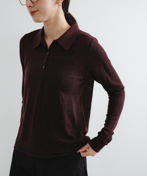 URBAN RESEARCH（アーバンリサーチ）の「ウールジャガードシャツカラートップス（シャツ/ブラウス・レディース・ブラック/ブラウン/オフホワイト・FREE）」の14枚目の写真