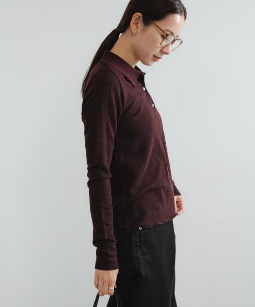 URBAN RESEARCH（アーバンリサーチ）の「ウールジャガードシャツカラートップス（シャツ/ブラウス・レディース・ブラック/ブラウン/オフホワイト・FREE）」の17枚目の写真