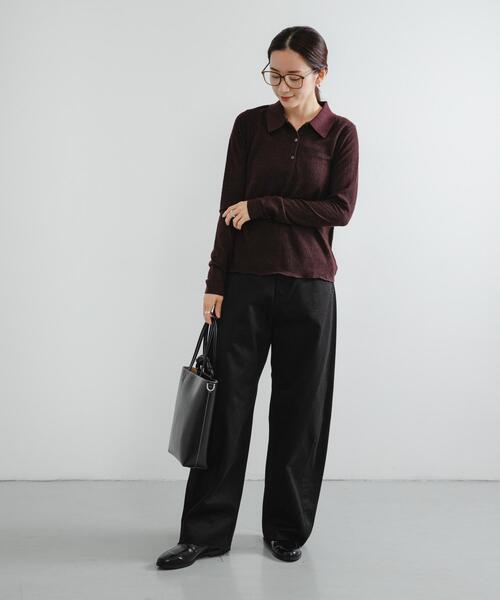 URBAN RESEARCH（アーバンリサーチ）の「ウールジャガードシャツカラートップス（シャツ/ブラウス・レディース・ブラック/ブラウン/オフホワイト・FREE）」の18枚目の写真