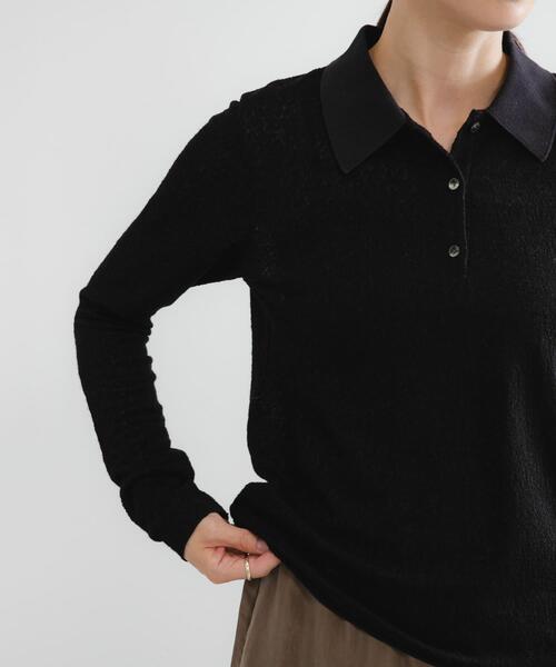 URBAN RESEARCH（アーバンリサーチ）の「ウールジャガードシャツカラートップス（シャツ/ブラウス・レディース・ブラック/ブラウン/オフホワイト・FREE）」の21枚目の写真