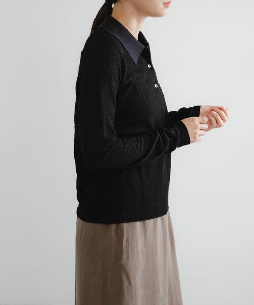 URBAN RESEARCH（アーバンリサーチ）の「ウールジャガードシャツカラートップス（シャツ/ブラウス・レディース・ブラック/ブラウン/オフホワイト・FREE）」の22枚目の写真
