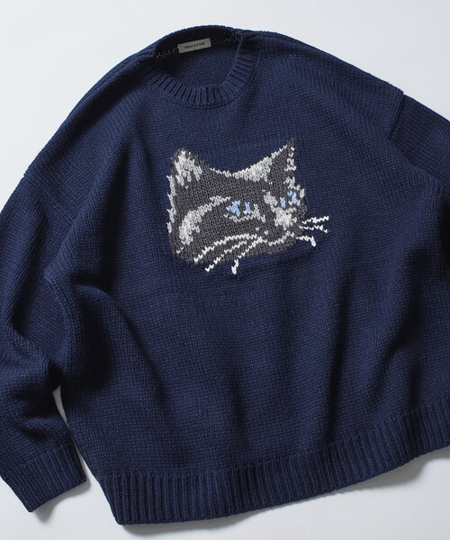 セール】限定展開 リラックスフィット キャットモチーフ ローゲージ