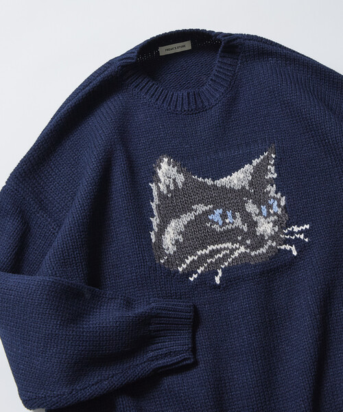 FREAK'S STORE(フリークスストア)の「限定展開 リラックスフィット キャットモチーフ ローゲージ ジャガード クルーネックニット(ニット/セーター・メンズ・ネイビー/ブラック/アイボリー/チャコールグレー・MEDIUM/LARGE)」の18枚目の写真
