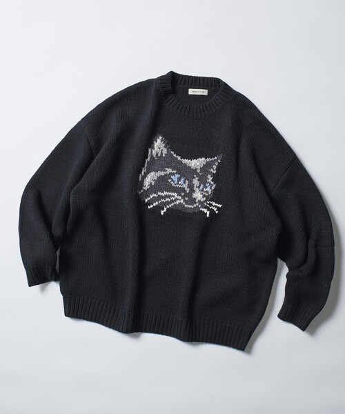 FREAK'S STORE(フリークスストア)の「限定展開 リラックスフィット キャットモチーフ ローゲージ ジャガード クルーネックニット(ニット/セーター・メンズ・ネイビー/ブラック/アイボリー/チャコールグレー・MEDIUM/LARGE)」の20枚目の写真
