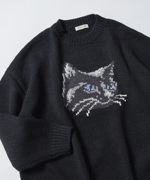 FREAK'S STORE(フリークスストア)の「限定展開 リラックスフィット キャットモチーフ ローゲージ ジャガード クルーネックニット(ニット/セーター・メンズ・ネイビー/ブラック/アイボリー/チャコールグレー・MEDIUM/LARGE)」の22枚目の写真