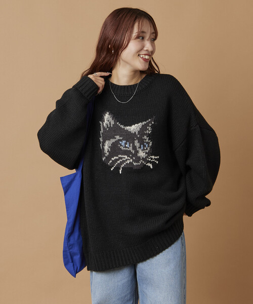 セール】限定展開 リラックスフィット キャットモチーフ ローゲージ