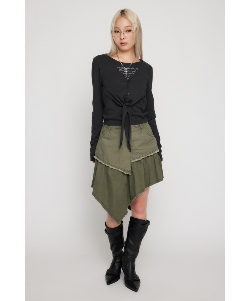 LAGUA GEM(ラグアジェム)の「ASYMMETRY DRAPE COTTON スカート(スカート・レディース・カーキ/グレー・MEDIUM/SMALL/X-SMALL)」の10枚目の写真