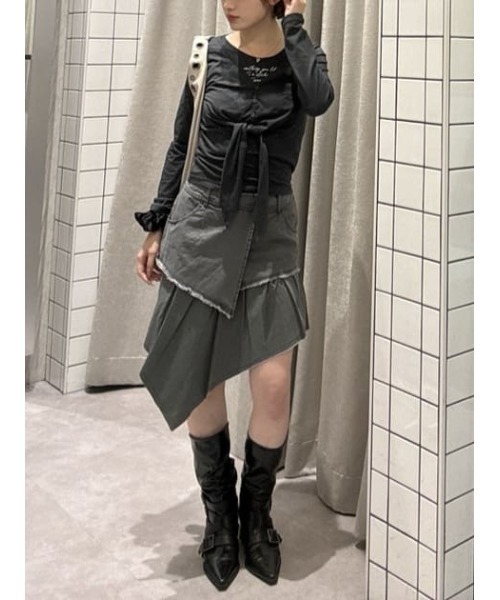 LAGUA GEM(ラグアジェム)の「ASYMMETRY DRAPE COTTON スカート(スカート・レディース・カーキ/グレー・MEDIUM/SMALL/X-SMALL)」の3枚目の写真