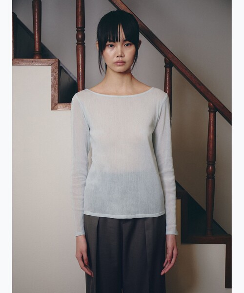 Demi-Luxe BEAMS（デミルクス ビームス）の「BEAMS SALON / キラキラ シアー ロングスリーブ トップス ビームスサロン ビームスサロン 【セレモニー・オケージョン】（Tシャツ/カットソー・レディース・ブラウン/ミント・ONE SIZE）」の2枚目の写真