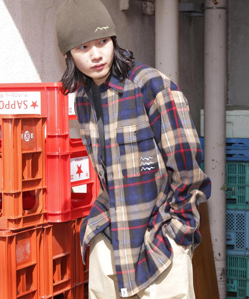 MANASTASH(マナスタッシュ)の「MANASTASH/マナスタッシュ/FLEECE PLAID CPO SHIRT(シャツ/ブラウス・メンズ・レッド/ネイビー・S/M/XL/L)」の2枚目の写真