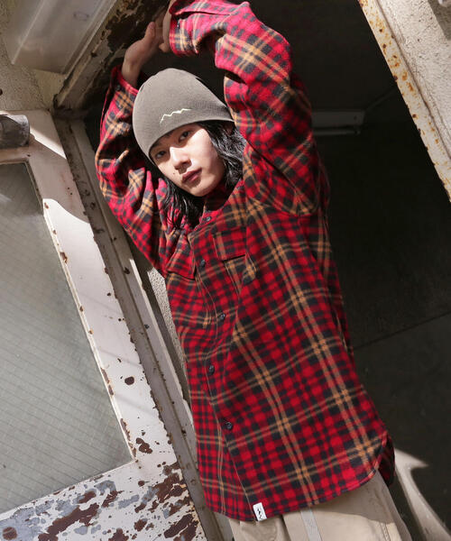 MANASTASH(マナスタッシュ)の「MANASTASH/マナスタッシュ/FLEECE PLAID CPO SHIRT(シャツ/ブラウス・メンズ・レッド/ネイビー・S/M/XL/L)」の1枚目の写真