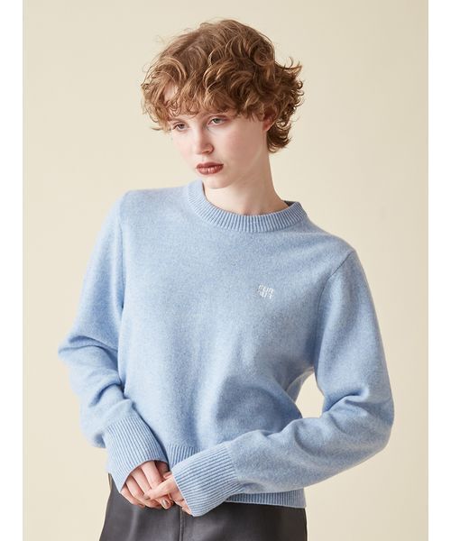 FURFUR（ファーファー）の「ロゴ刺繍クルーネックセーター（ニット/セーター・レディース・アイボリー/ピンク/グレー/ネイビー/ライトブルー・F）」の4枚目の写真