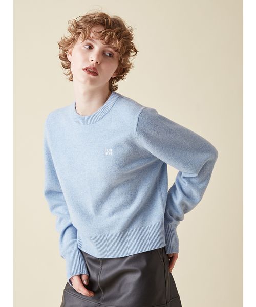 FURFUR（ファーファー）の「ロゴ刺繍クルーネックセーター（ニット/セーター・レディース・アイボリー/ピンク/グレー/ネイビー/ライトブルー・F）」の18枚目の写真