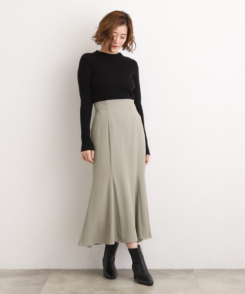 grove（グローブ）の「ウエストサイドリブマーメイドスカート（スカート・レディース・ブラック/ライトベージュ/カーキ・05/02/01/04/03）」の9枚目の写真