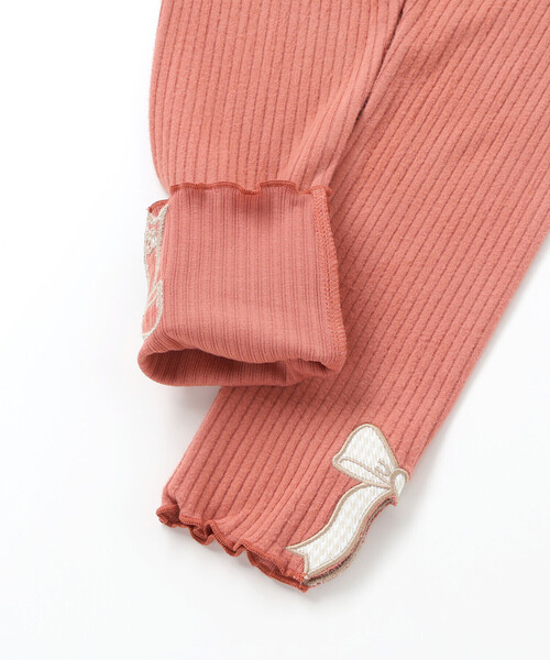 SLAP SLIP（スラップスリップ）の「裾リボンパッチ刺しゅうレギンス(80~130cm)（レギンス/スパッツ・キッズ・オフホワイト/オレンジ/ブラック・80ｃｍ/90cm/110cm/130cm/100cm/120cm）」の10枚目の写真