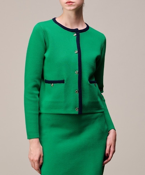 JENNE(ジェンヌ)の「マリン風ニットジャケット(カーディガン/ボレロ・レディース・グレー/ネイビー/グリーン・SMALL/MEDIUM/LARGE)」の10枚目の写真