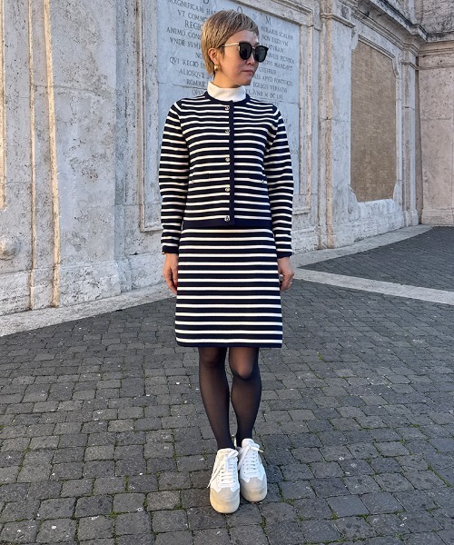JENNE(ジェンヌ)の「マリン風ニットジャケット(カーディガン/ボレロ・レディース・グレー/ネイビー/グリーン・SMALL/MEDIUM/LARGE)」の12枚目の写真