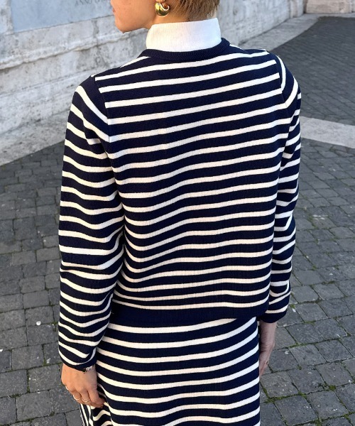 JENNE(ジェンヌ)の「マリン風ニットジャケット(カーディガン/ボレロ・レディース・グレー/ネイビー/グリーン・SMALL/MEDIUM/LARGE)」の14枚目の写真